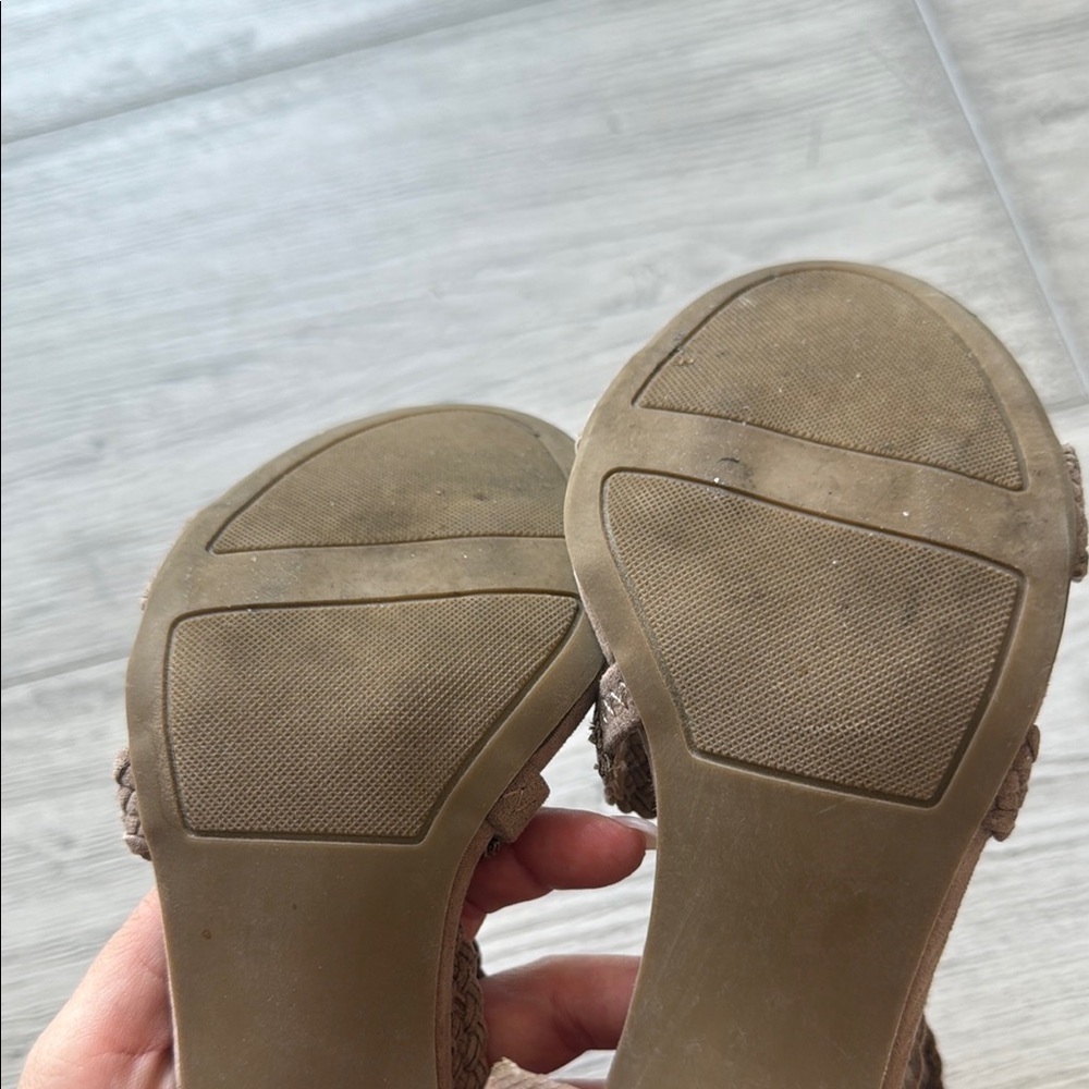 Nude Block Heel Sandals with Crisscross Straps - Picture 4 of 6